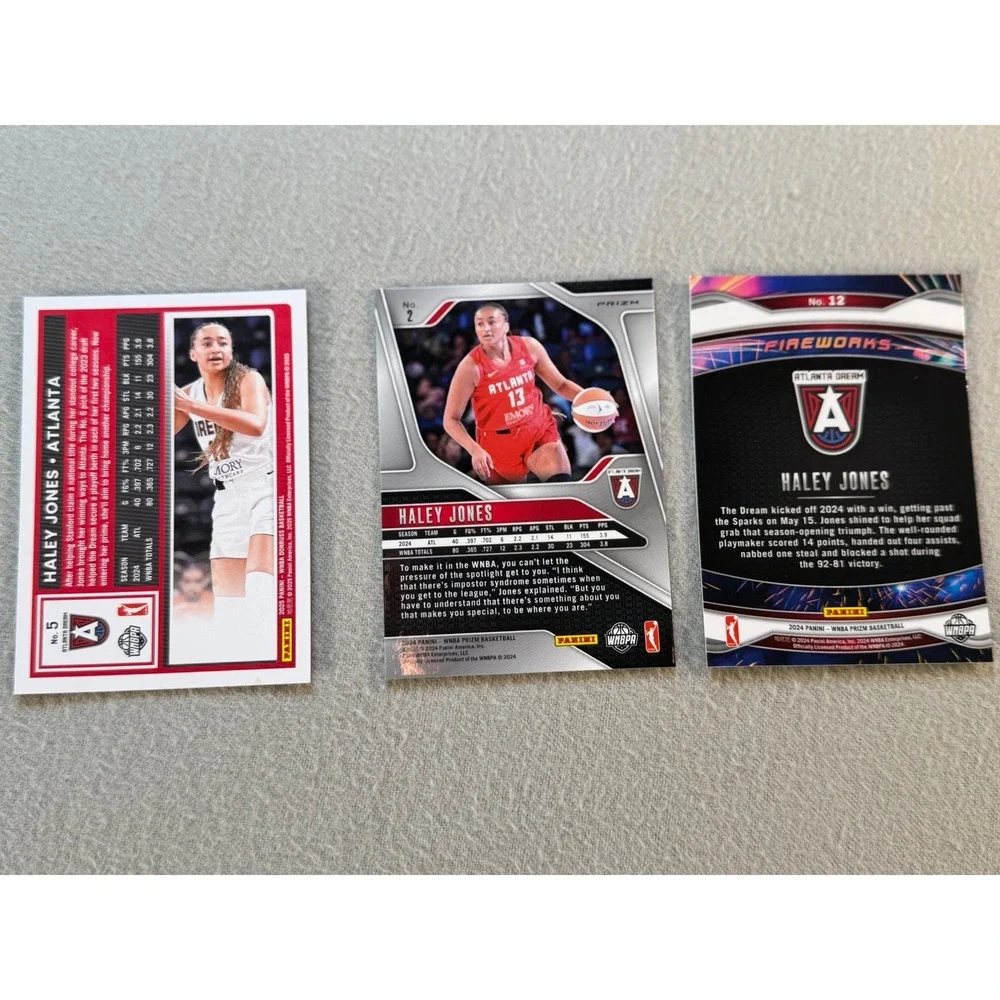 Panini Haley Jones WNBA 3 Card Lot Red Laser /399 Blue Prizm Fireworks